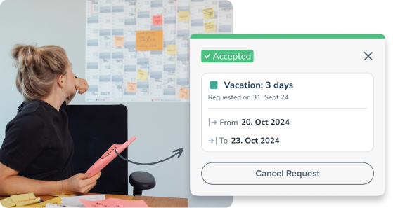 Keep a clear overview of cancellations, vacation plans and applications  (screenshot)