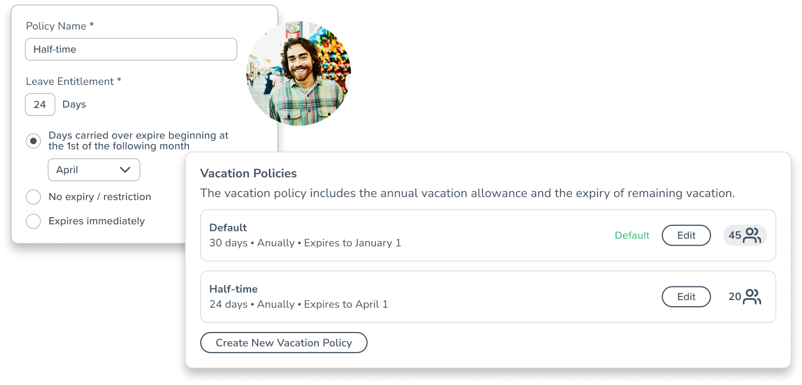 Personizer vacation policy desktop (screenshot)