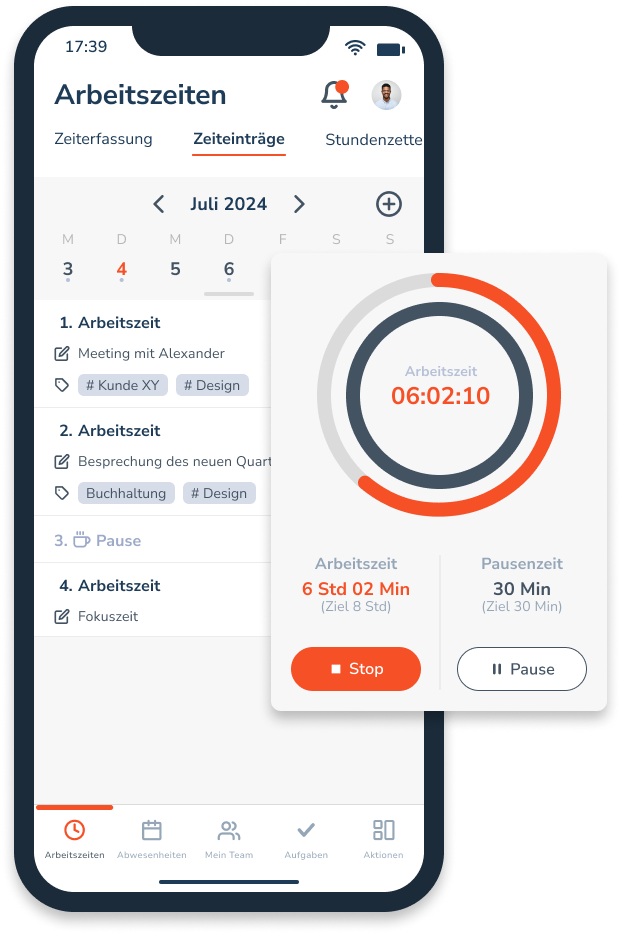 Personizer Start-Stop-Timer Mobile App (Screenshot)