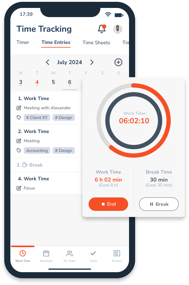 Personizer Start-stop-timer Mobile App (Screenshot)